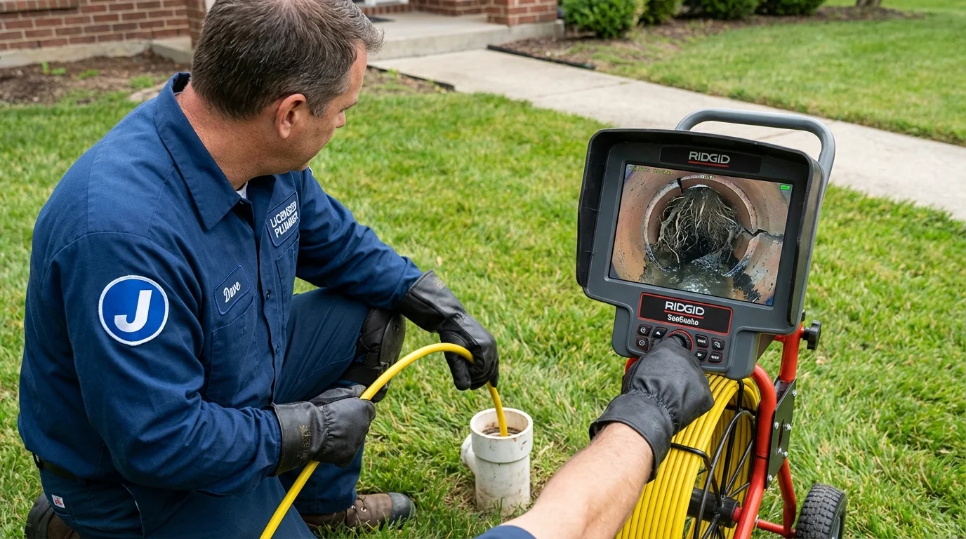 Sewer camera inspection being performed by Johns Plumbing LLC in Grand Blanc