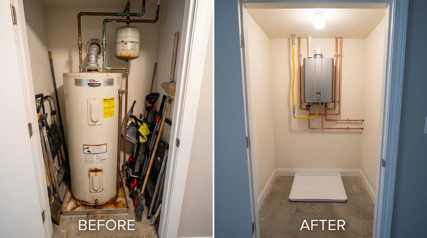 Tank water heater versus wall-mounted tankless unit comparison for Grand Blanc, MI homeowners